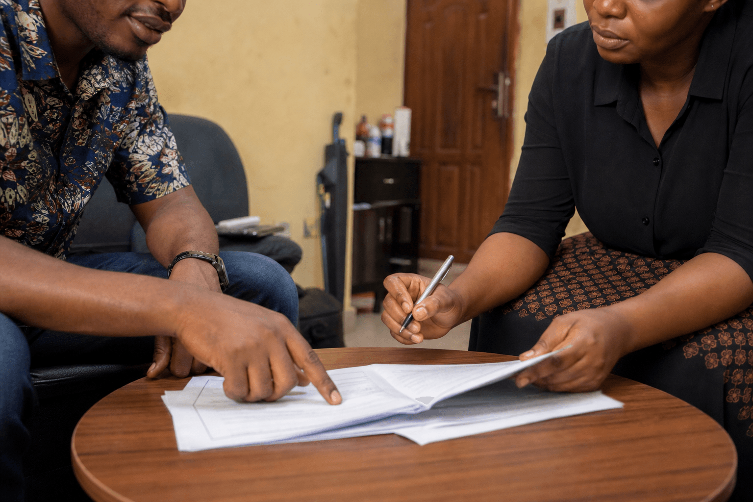 Reviewing a lease agreement together